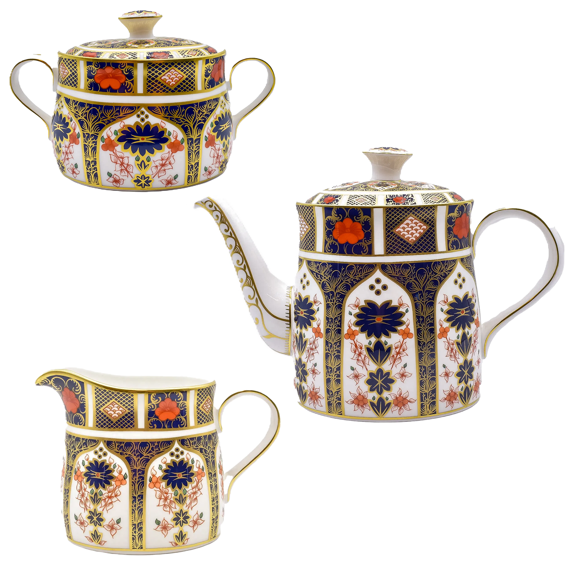 royal crown derby imari 1128 3pc tea set 2 1st quality - Charterwells