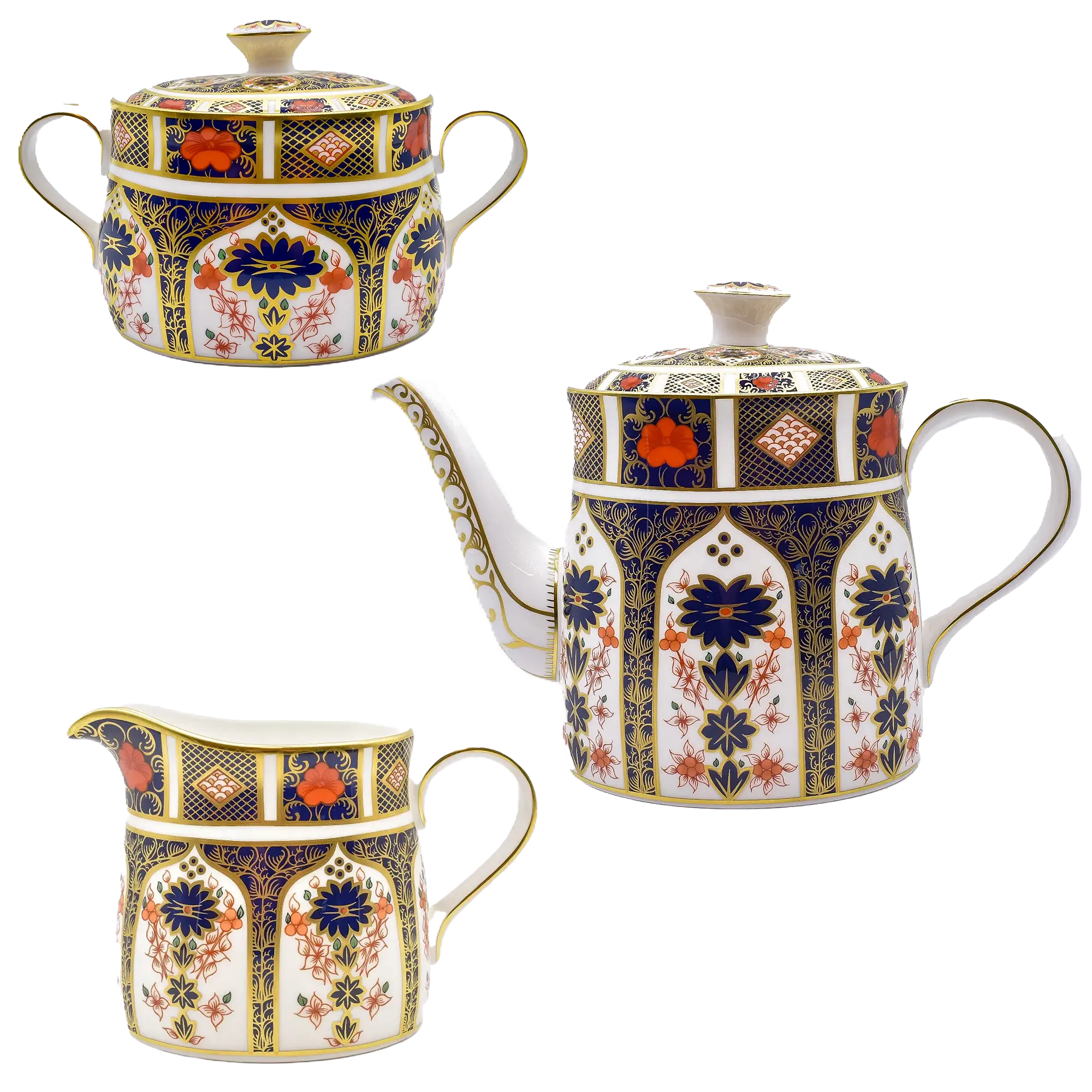 royal crown derby imari 1128 3pc tea set 2 1st quality - Charterwells