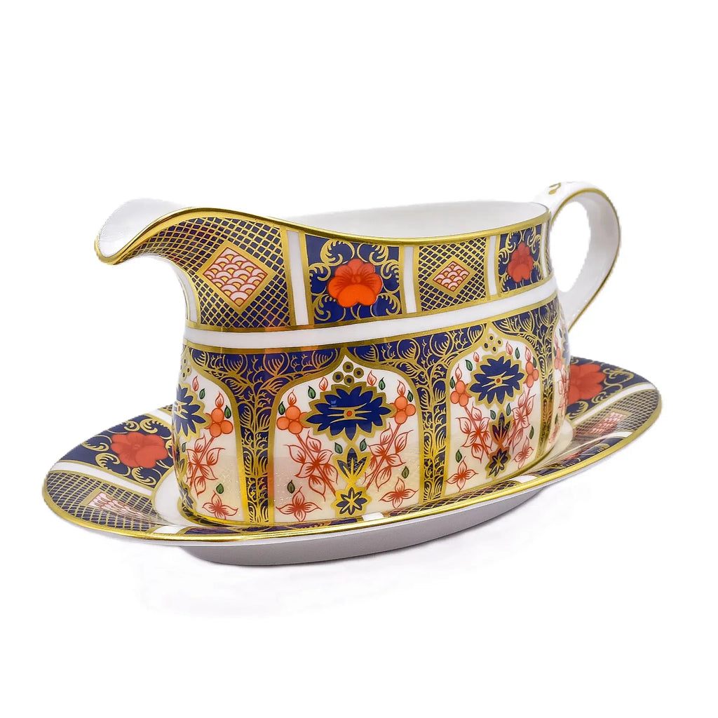 royal crown derby imari 1128 gravy boat stand - Charterwells