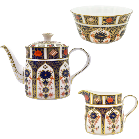 royal crown derby imari 1128 3pc tea set 1 1st quality - Charterwells