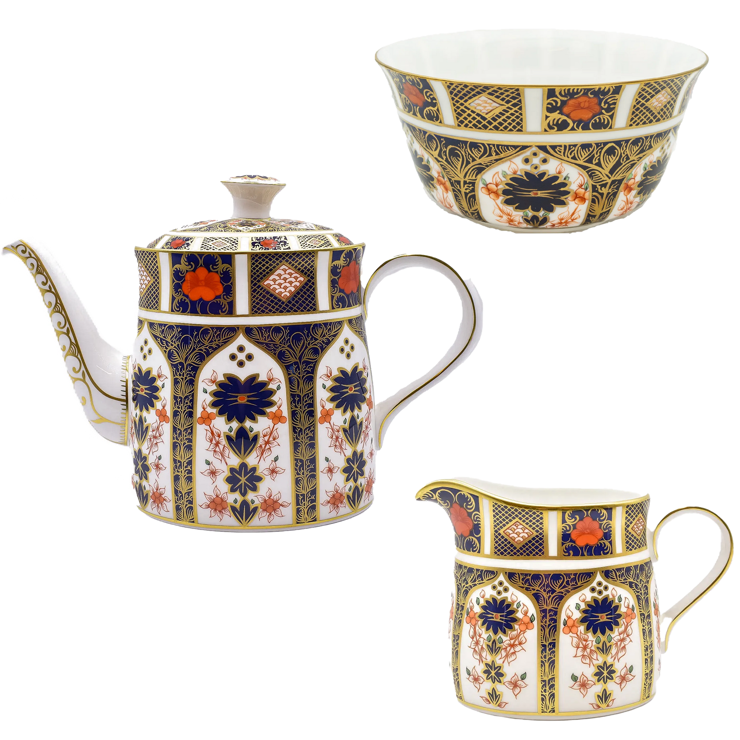 royal crown derby imari 1128 3pc tea set 1 1st quality - Charterwells