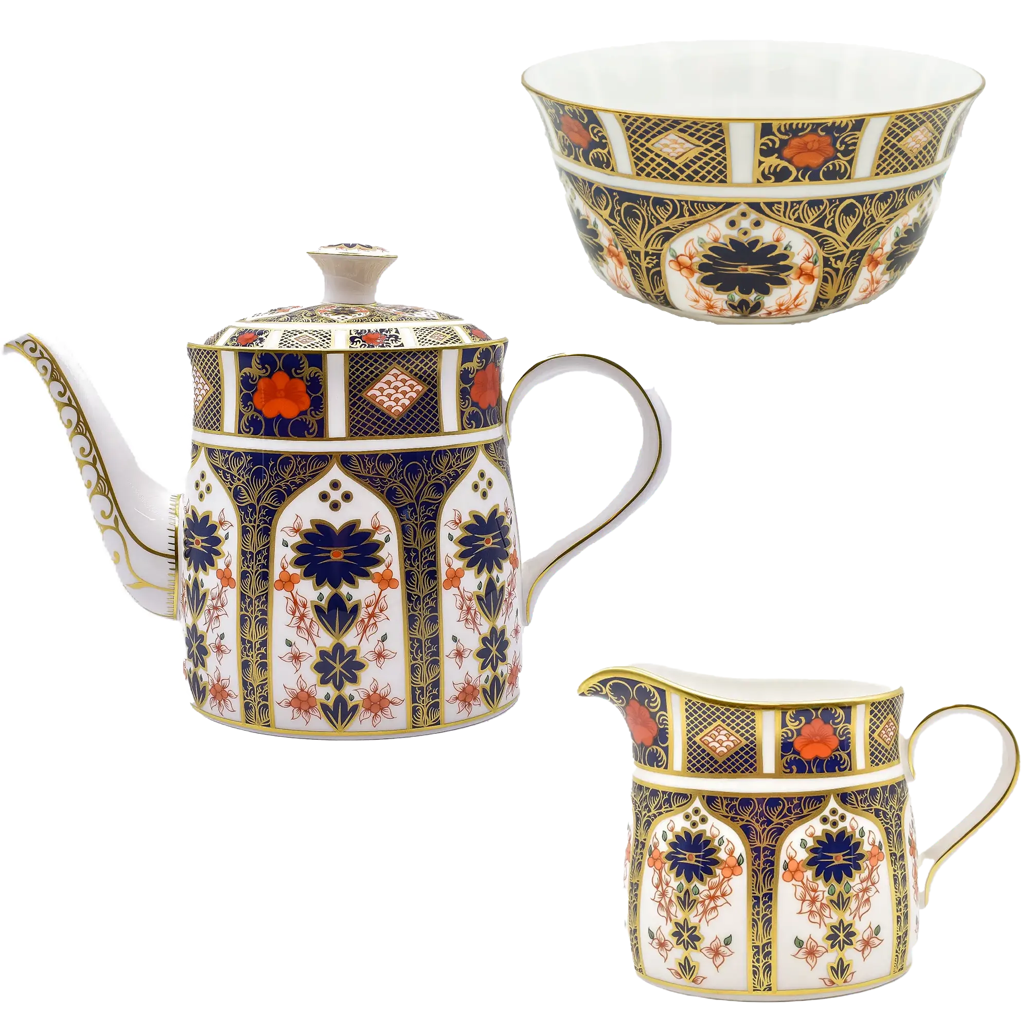 royal crown derby imari 1128 3pc tea set 1 2nd quality - Charterwells