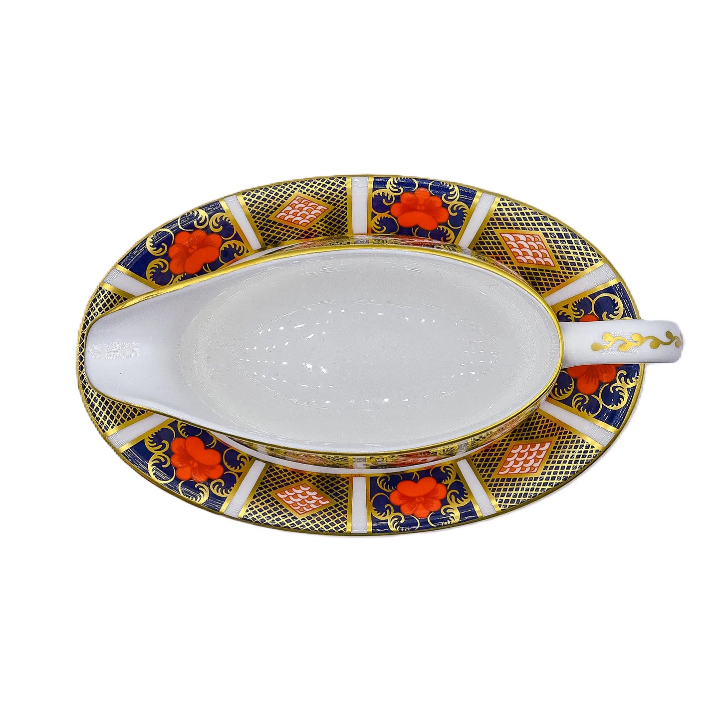 royal crown derby imari 1128 gravy boat stand - Charterwells