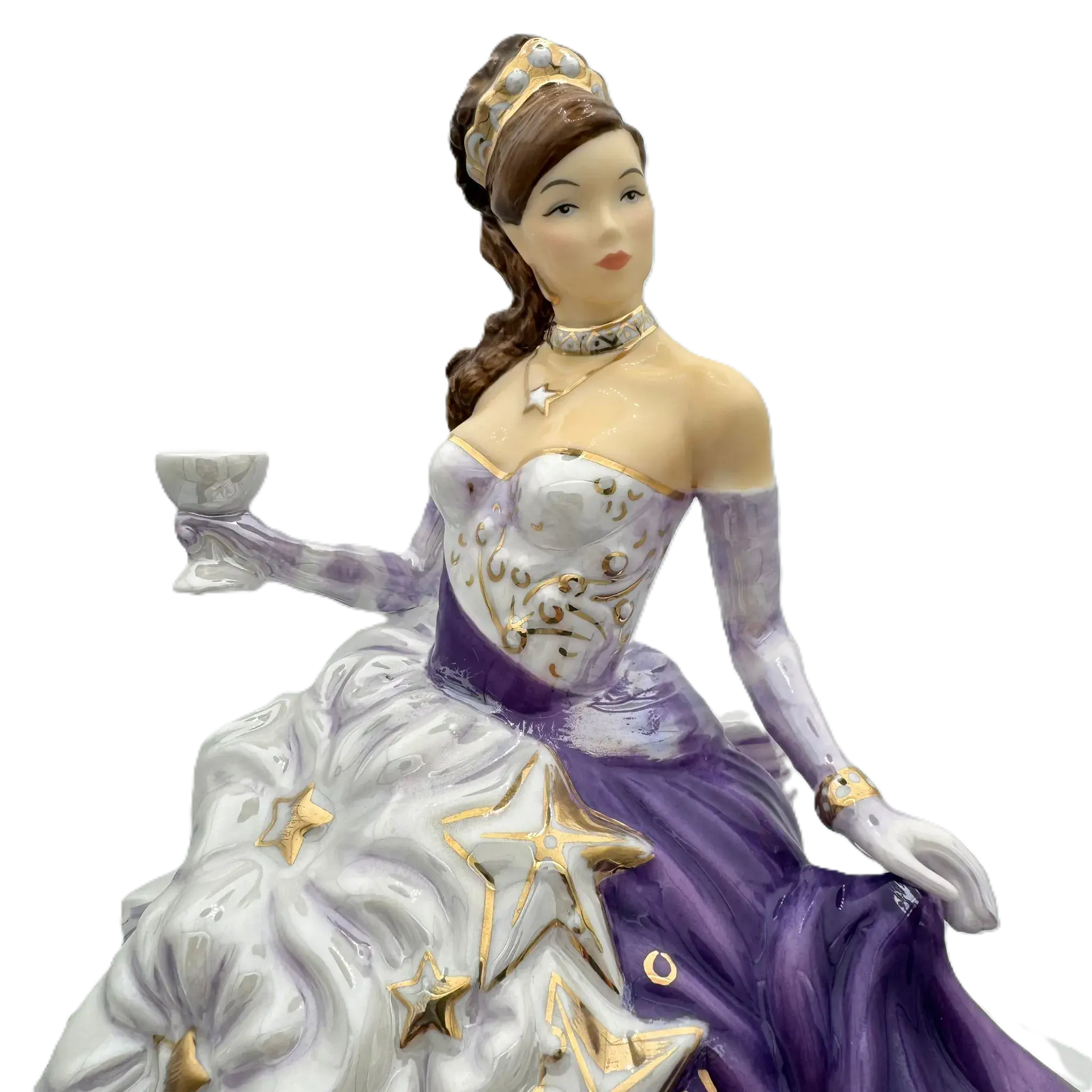english ladies congratulations amethyst figurine - Charterwells