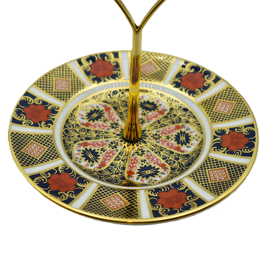 royal crown derby imari 1128 1 tier cake stand - Charterwells