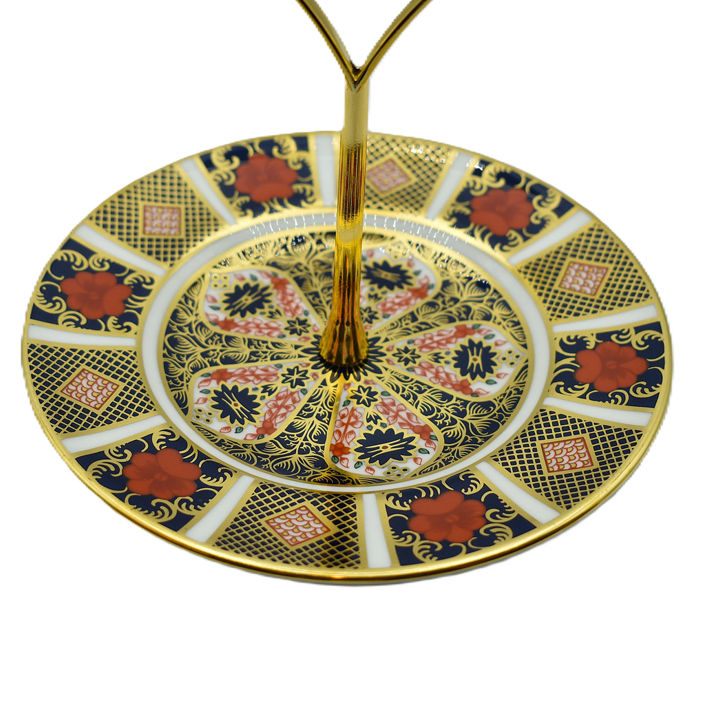 royal crown derby imari 1128 1 tier cake stand - Charterwells