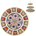 Drilled 8 " Salad Plate - Royal Crown Derby 1128 Old Imari Pattern - to be fitted on 3 tier or 2 tier cake stand.
