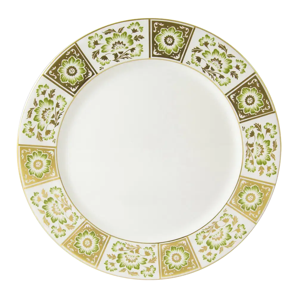 Royal Crown Derby Green Panel 10" Dinner Plate Charterwells