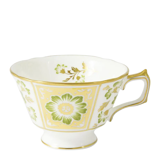 Royal Crown Derby Green Panel Tea Cup & Saucer Charterwells