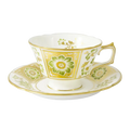 Royal Crown Derby Green Panel Tea Cup & Saucer Charterwells