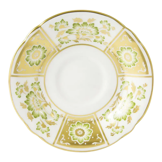 Royal Crown Derby Green Panel Tea Cup & Saucer Charterwells
