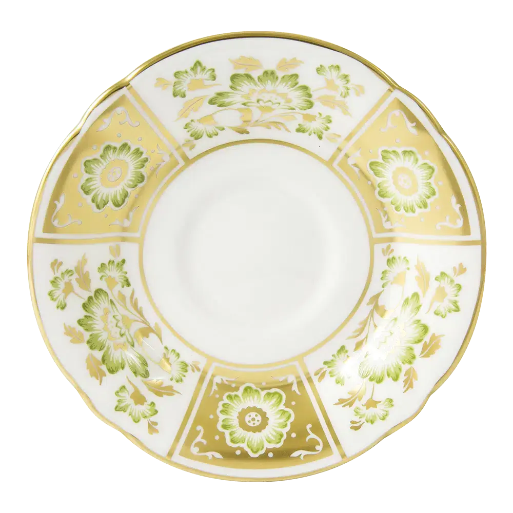Royal Crown Derby Green Panel Tea Cup & Saucer Charterwells