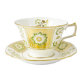 Royal Crown Derby Green Panel Breakfast Cup & Saucer Charterwells