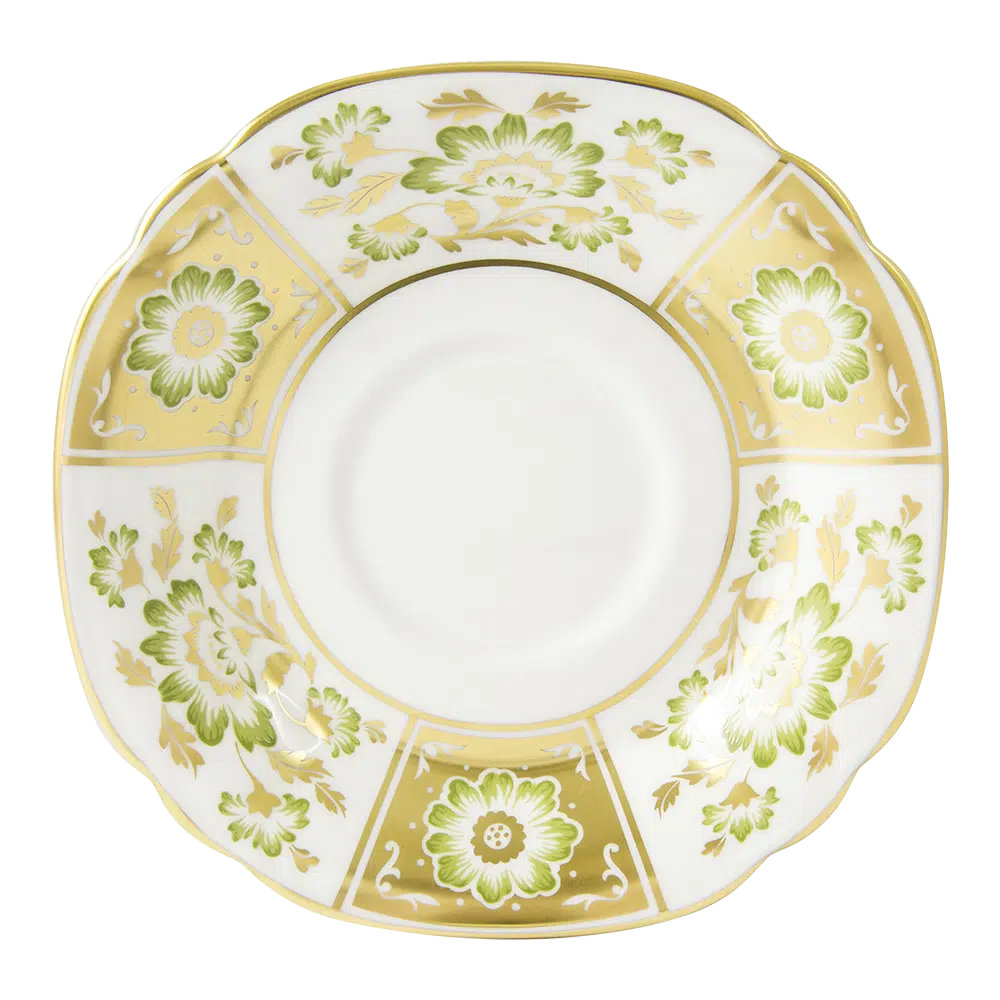 Royal Crown Derby Green Panel Breakfast Cup & Saucer Charterwells