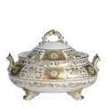 Royal Crown Derby Green Panel Covered Vegetable Dish Porcelain Charterwells