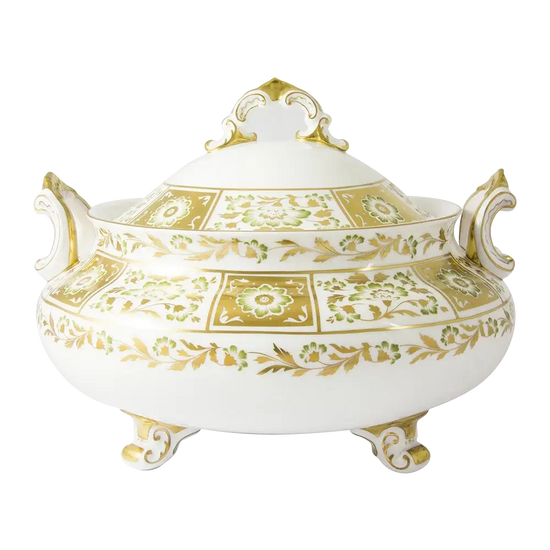 Royal Crown Derby Green Panel Soup Tureen Charterwells