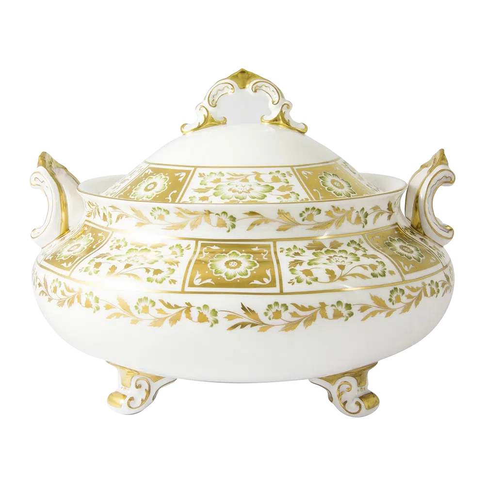 Royal Crown Derby Green Panel Soup Tureen Charterwells