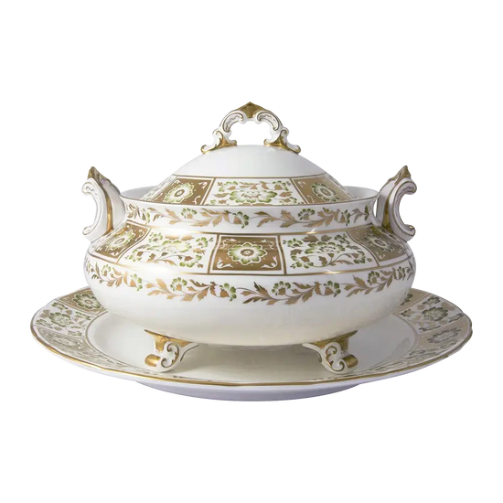 Royal Crown Derby Green Panel Soup Tureen Charterwells