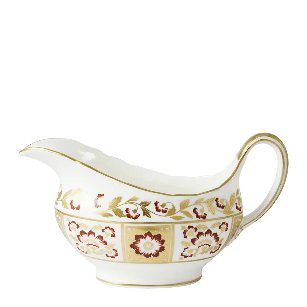 Royal Crown Derby Red Panel Sauce Boat Charterwells