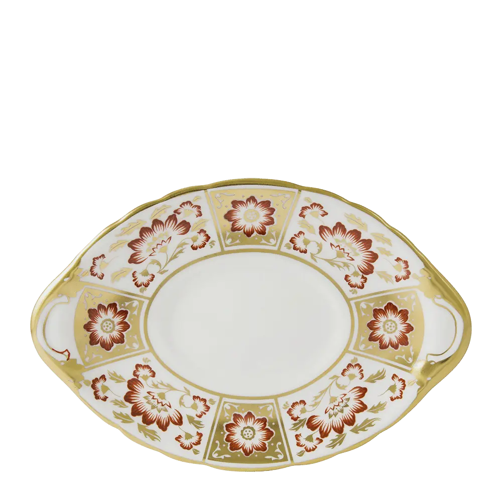Royal Crown Derby Panel Red Sauce Boat Stand Charterwells