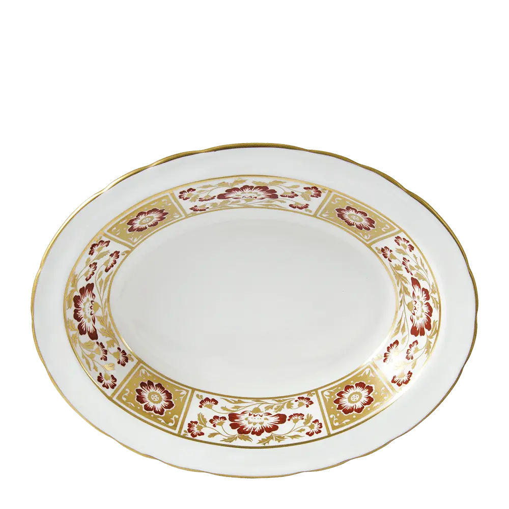Royal Crown Derby Red Panel Open Vegetable Dish Charterwells