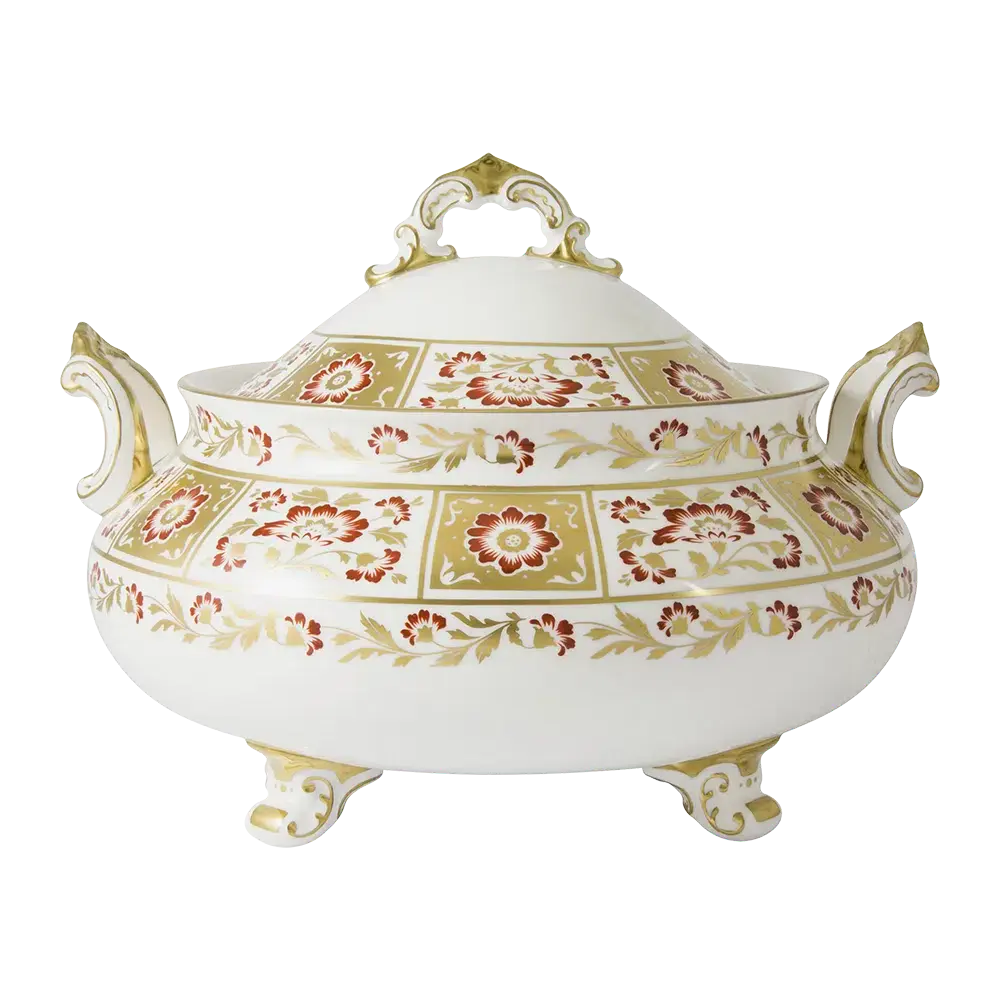 Royal Crown Derby Red Panel Soup Tureen & Stand Charterwells