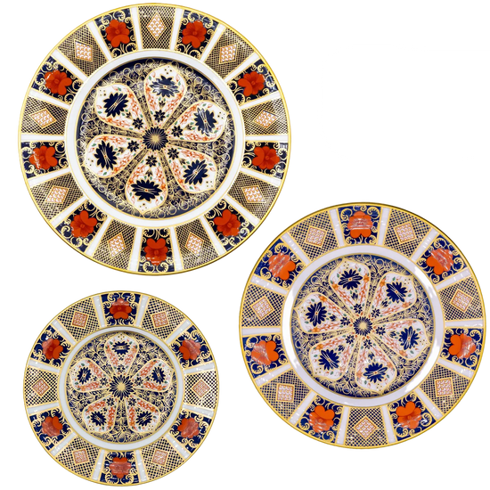 royal crown derby imari 1128 18pc plate set 1 - Charterwells