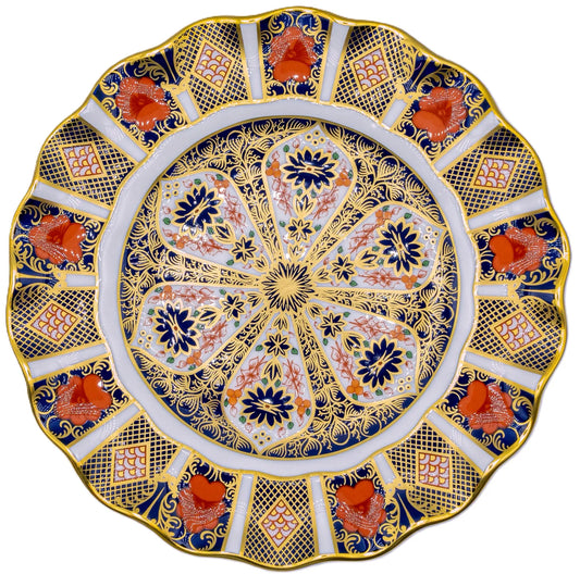 royal crown derby imari 1128 8 fluted plate - Charterwells