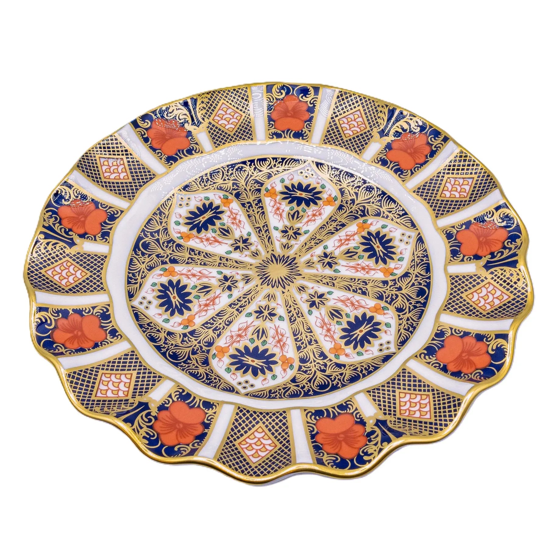 royal crown derby imari 1128 8 fluted plate - Charterwells