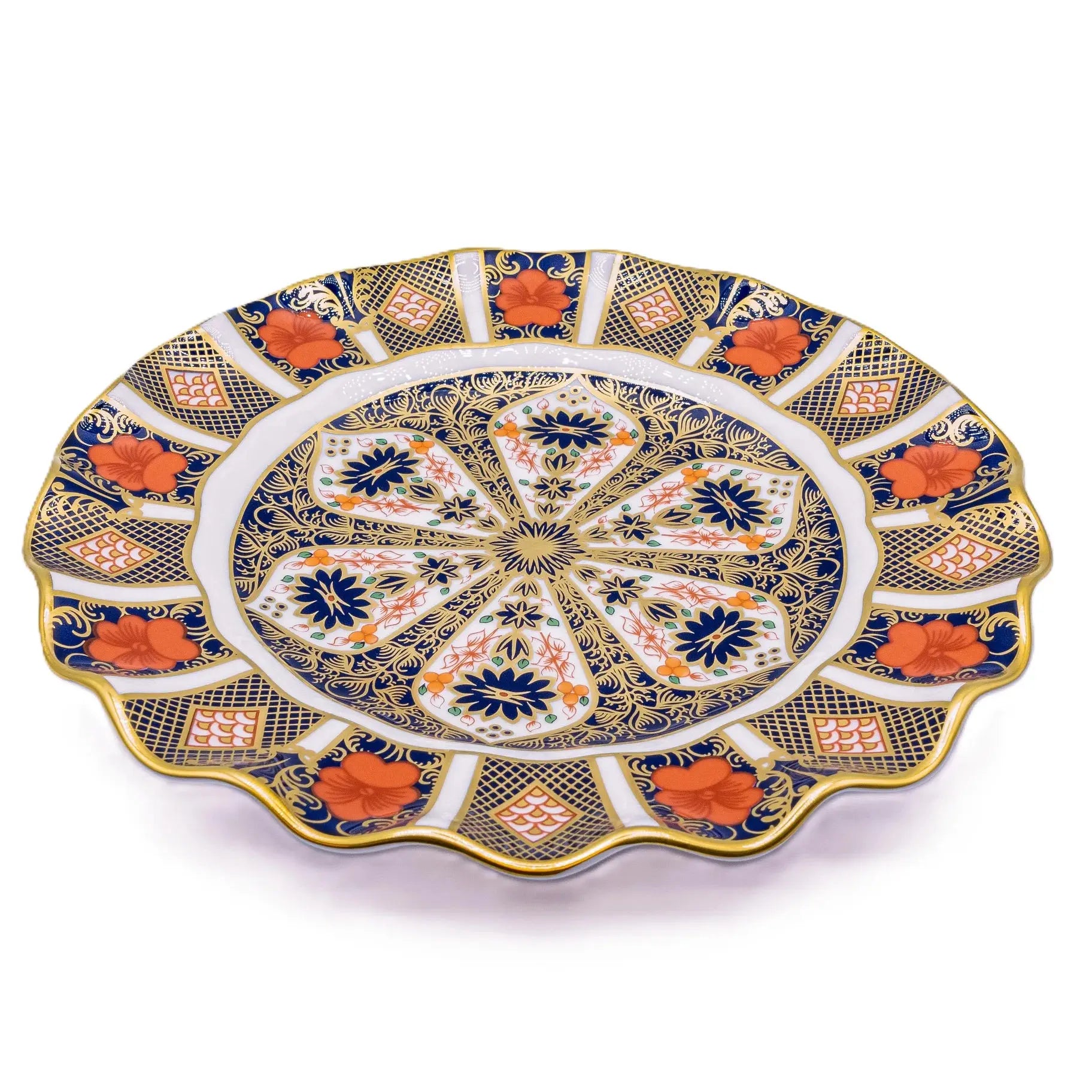 royal crown derby imari 1128 8 fluted plate - Charterwells