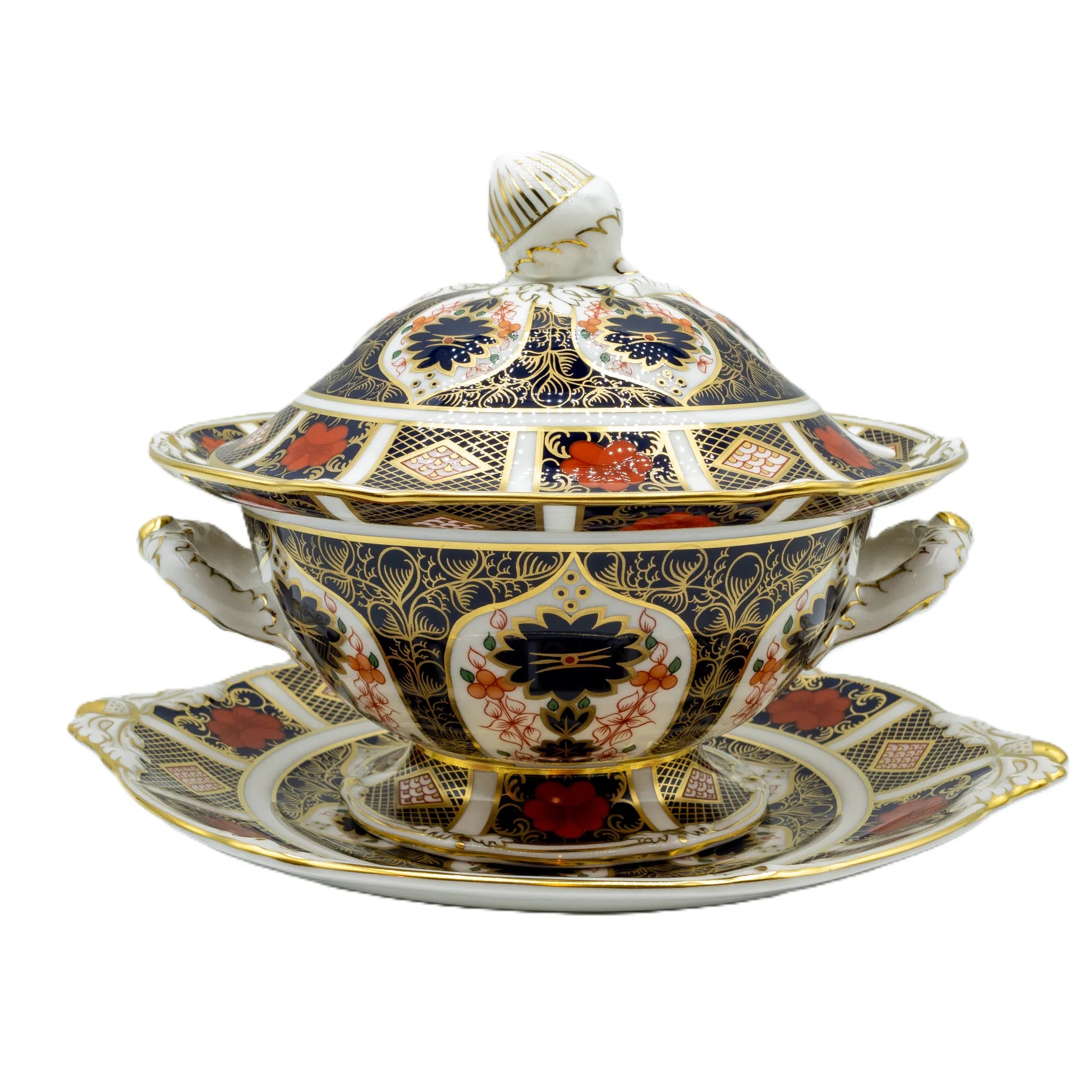 royal crown derby imari 1128 sauce tureen stand - Charterwells