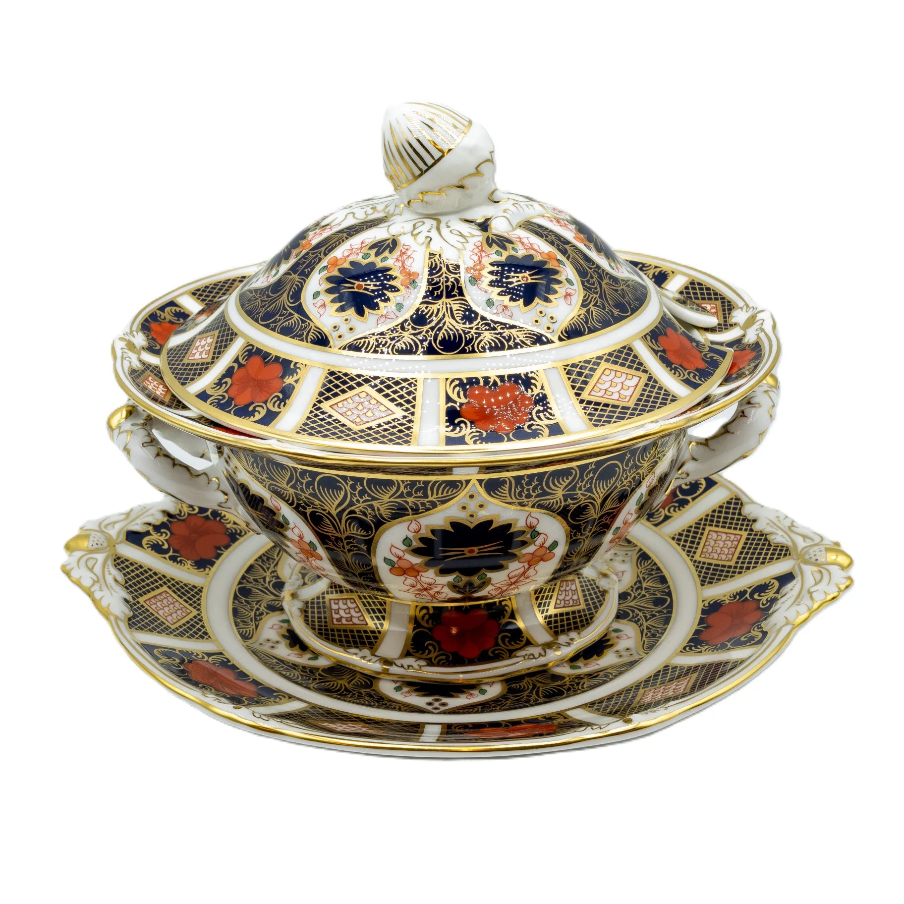 royal crown derby imari 1128 sauce tureen stand - Charterwells