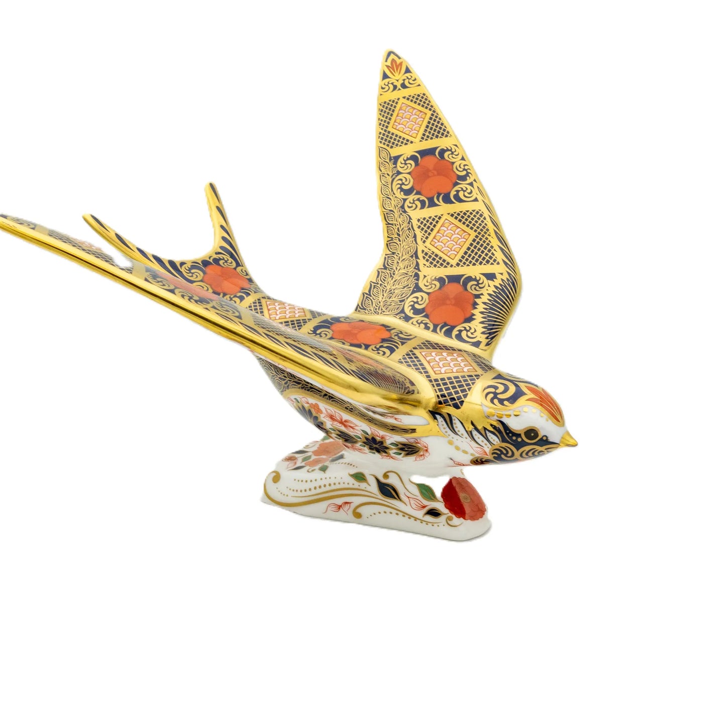 royal crown derby imari solid gold band swallow paperweight - Charterwells