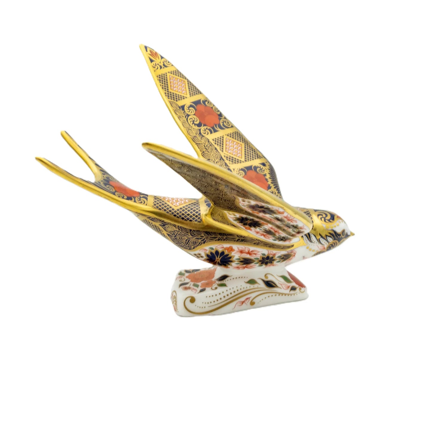 royal crown derby imari solid gold band swallow paperweight - Charterwells