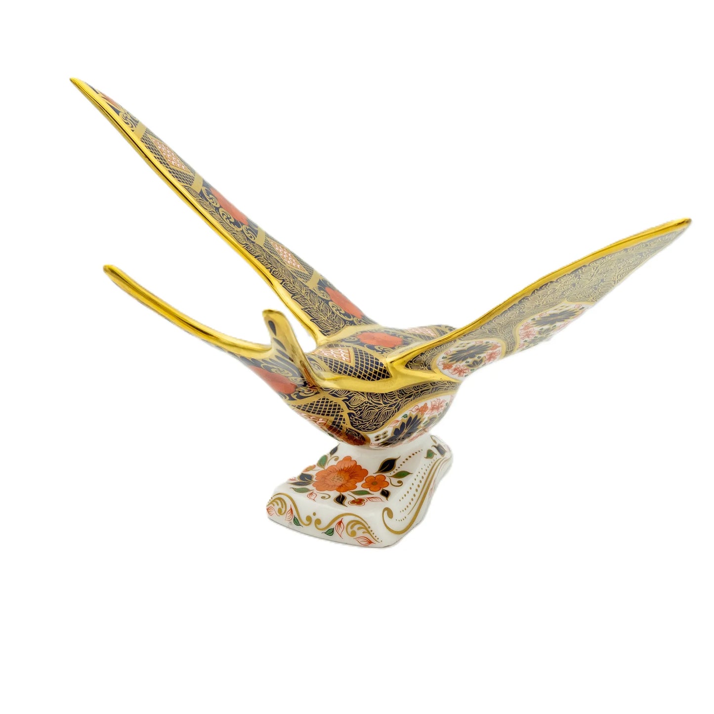 royal crown derby imari solid gold band swallow paperweight - Charterwells