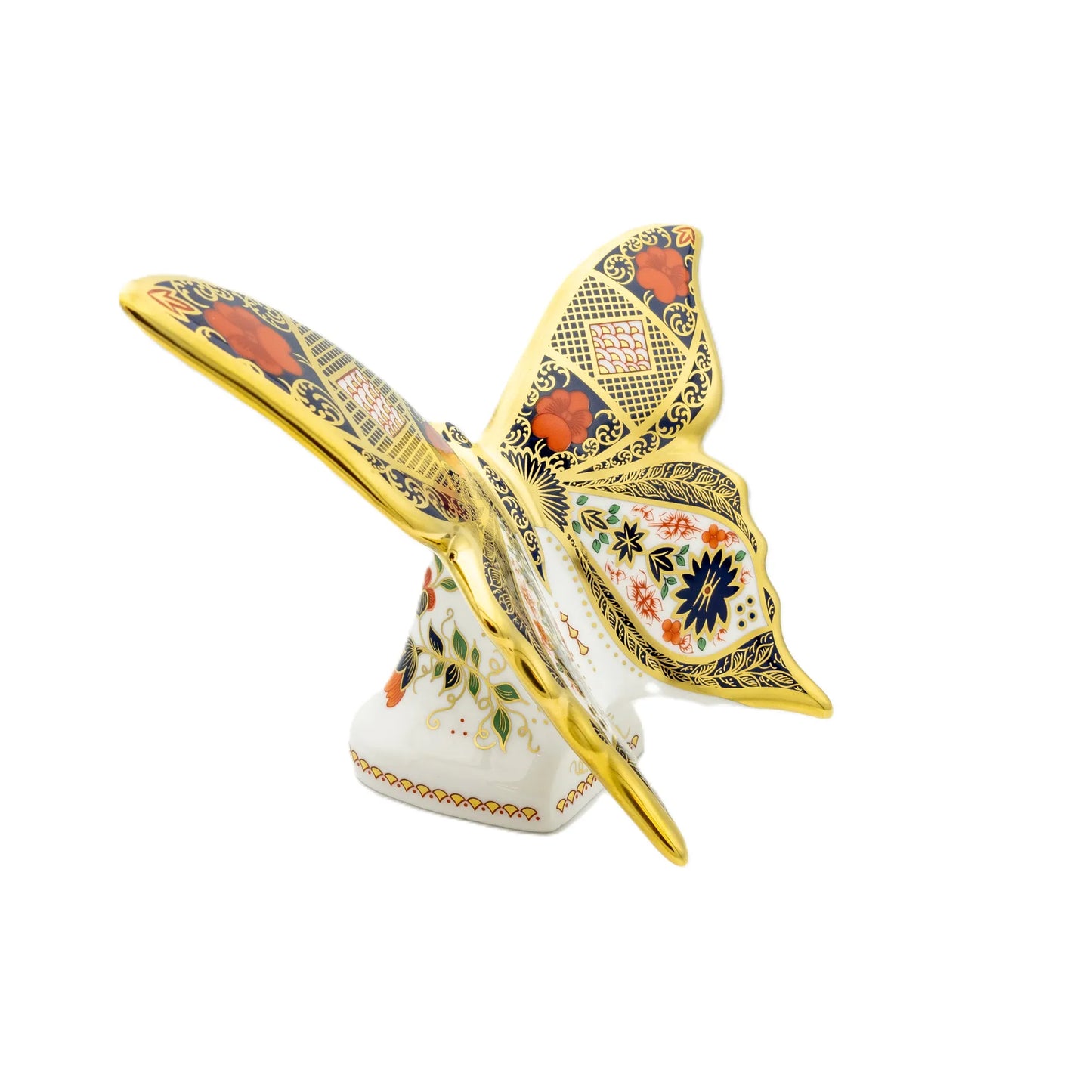 royal crown derby imari solid gold band butterfly paperweight - Charterwells