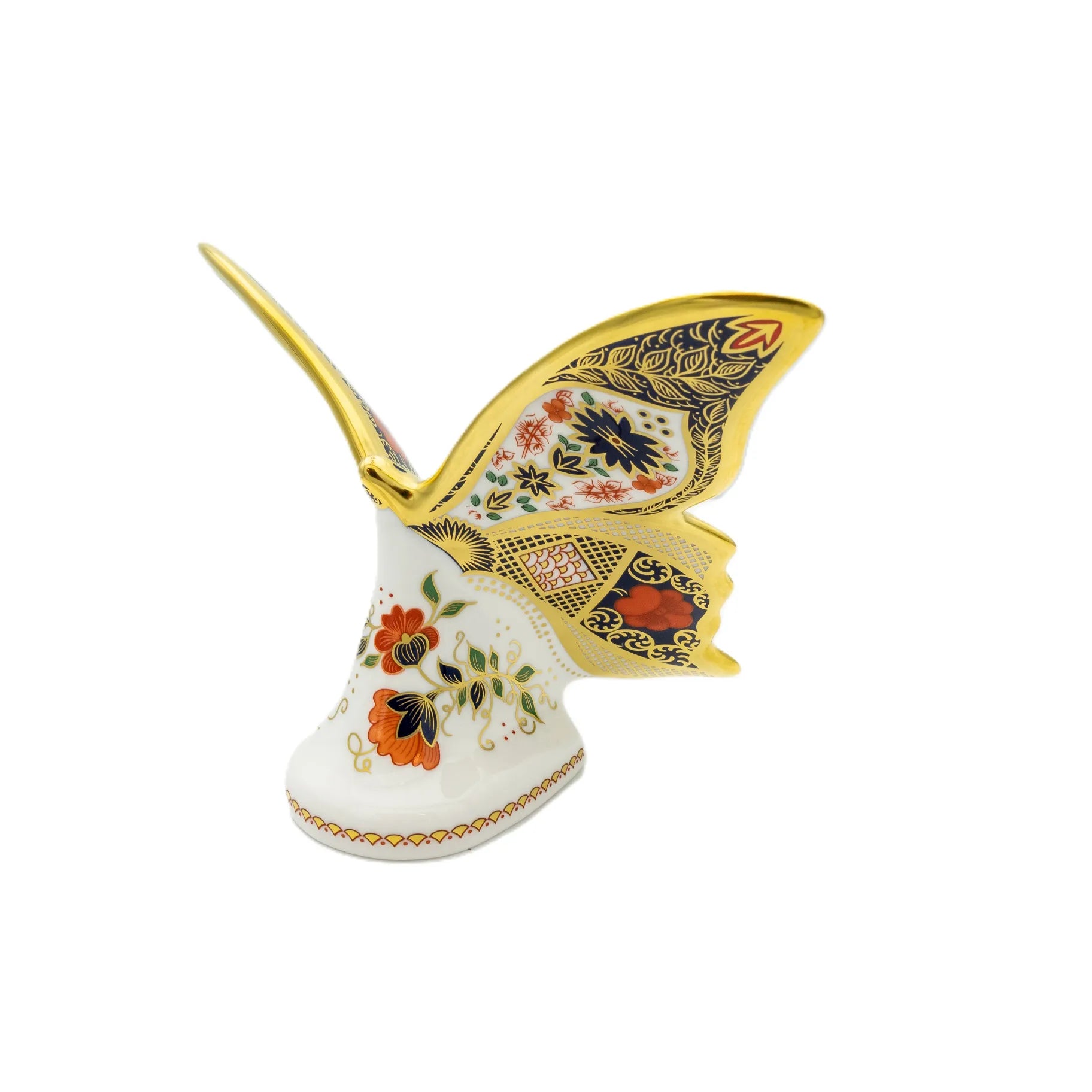 royal crown derby imari solid gold band butterfly paperweight - Charterwells