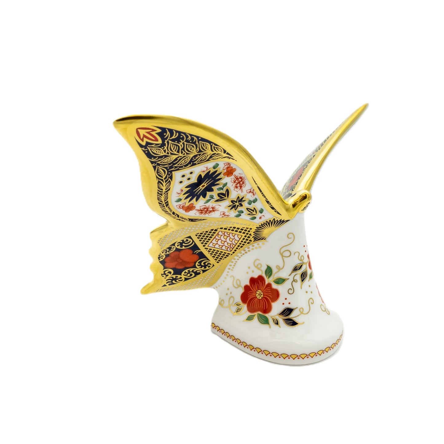 royal crown derby imari solid gold band butterfly paperweight - Charterwells