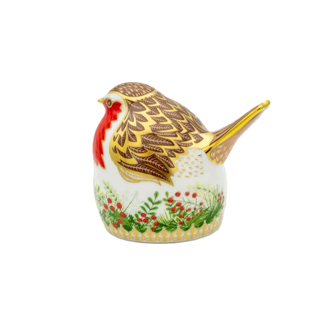 royal crown derby christmas wreath robin paperweight - Charterwells