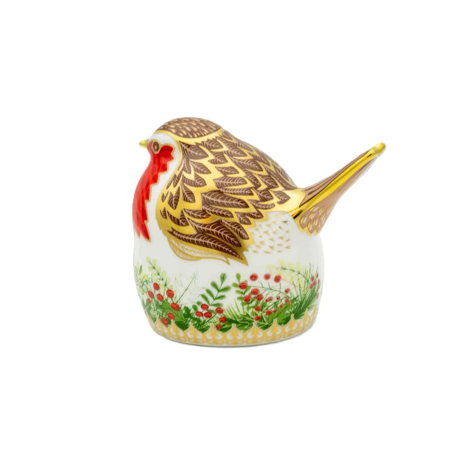 royal crown derby christmas wreath robin paperweight - Charterwells