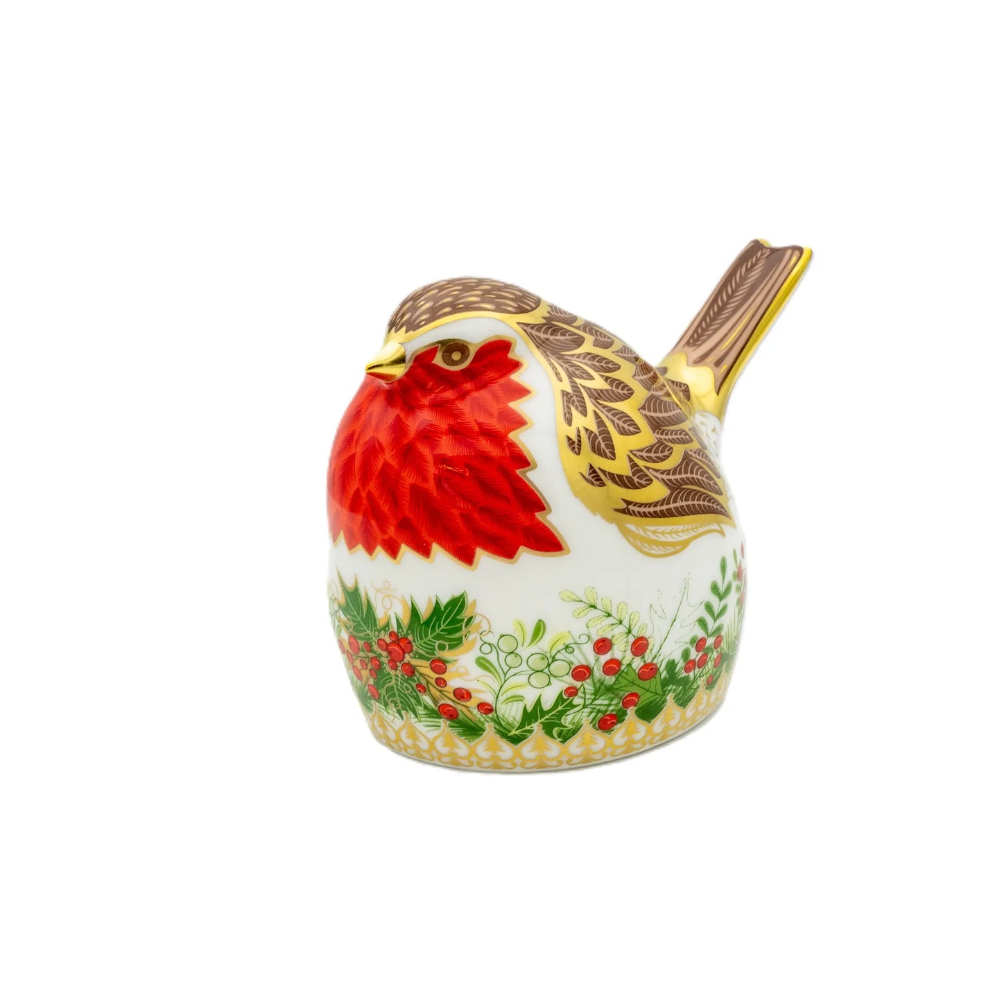 Royal Crown Derby Christmas Wreath Robin Paperweight