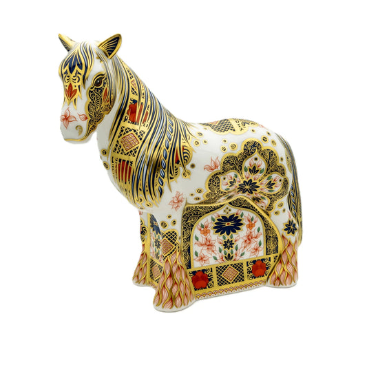 royal crown derby imari solid gold band cob horse paperweight - Charterwells