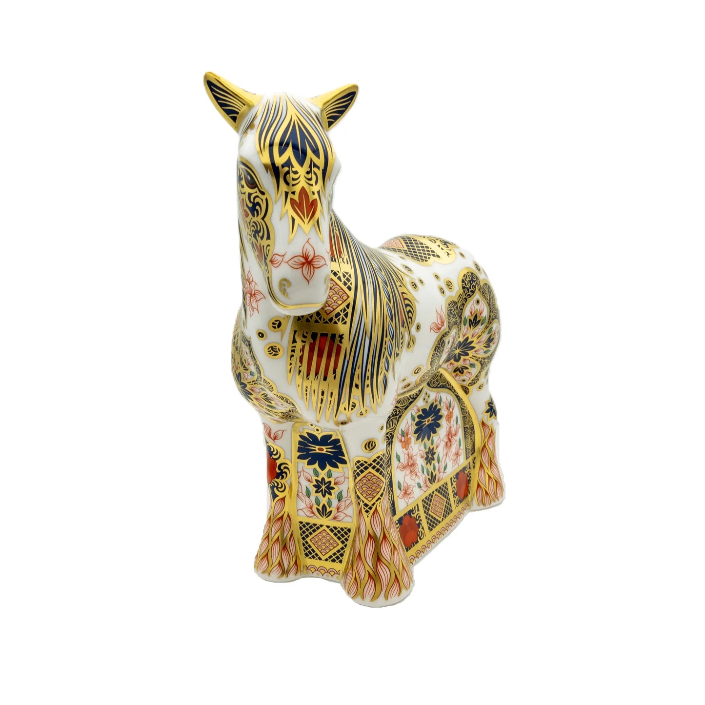 royal crown derby imari solid gold band cob horse paperweight - Charterwells