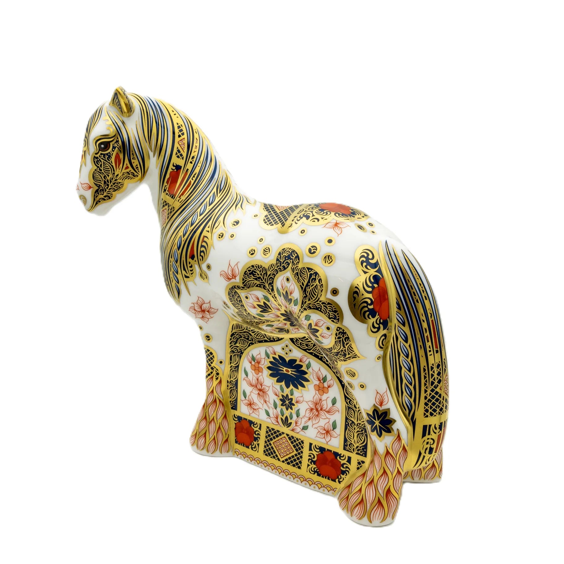 royal crown derby imari solid gold band cob horse paperweight - Charterwells