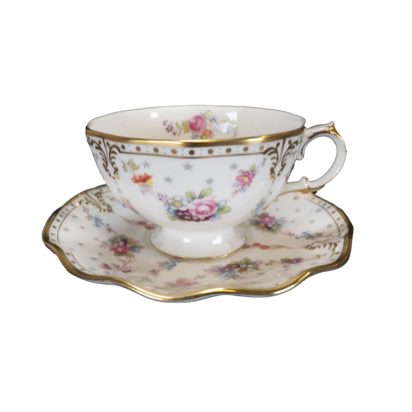 Royal Crown Derby Antoinette Tea Cup & Saucer - Set of 6