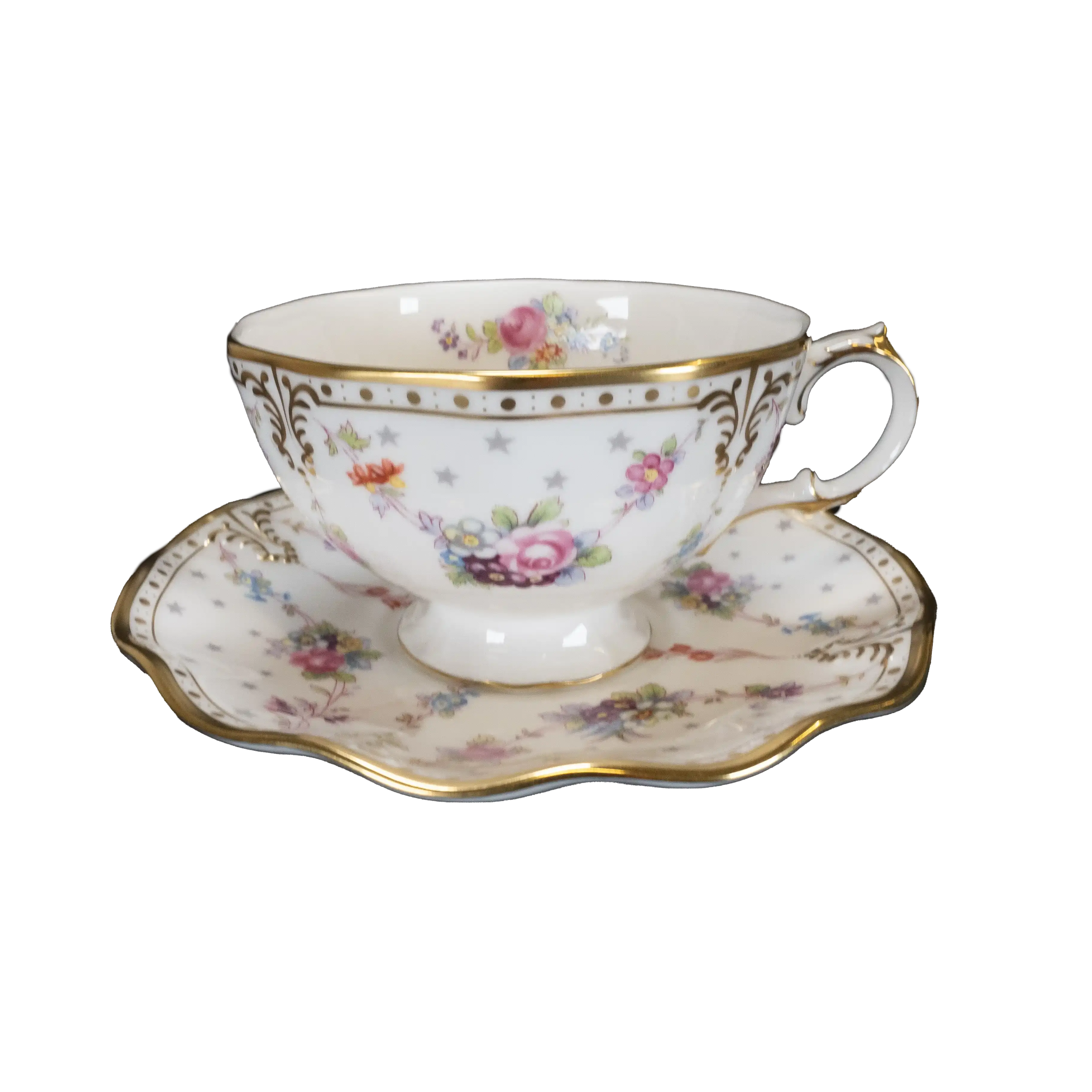 royal crown derby antoinette tea cup saucer set of 6 - Charterwells