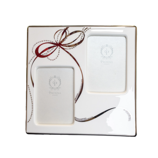 prouna ribbons double photograph frame with swarovski crystals - Charterwells