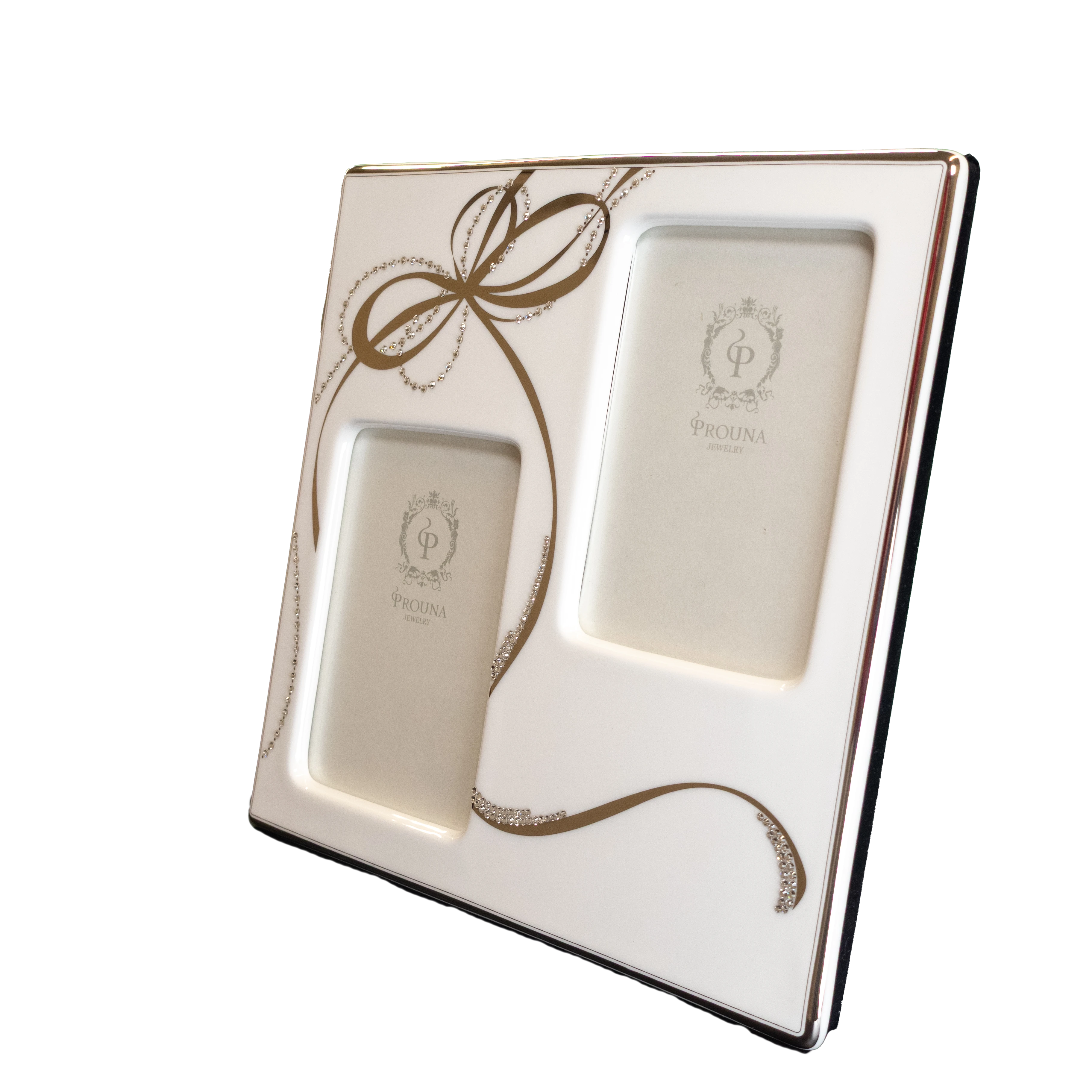 prouna ribbons double photograph frame with swarovski crystals - Charterwells