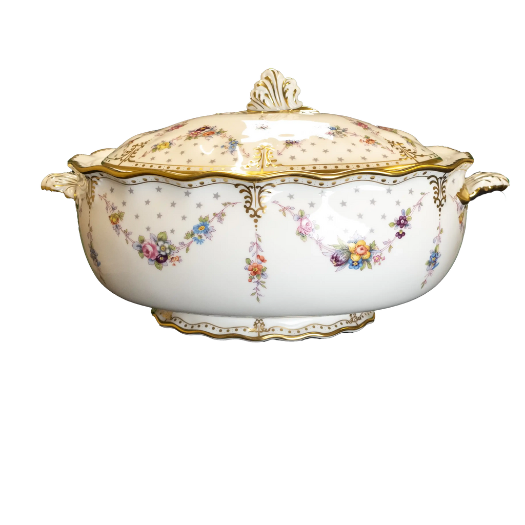 Royal Crown Derby Soup Tureen Antoynette Dish Covered with Lid - Charterwells