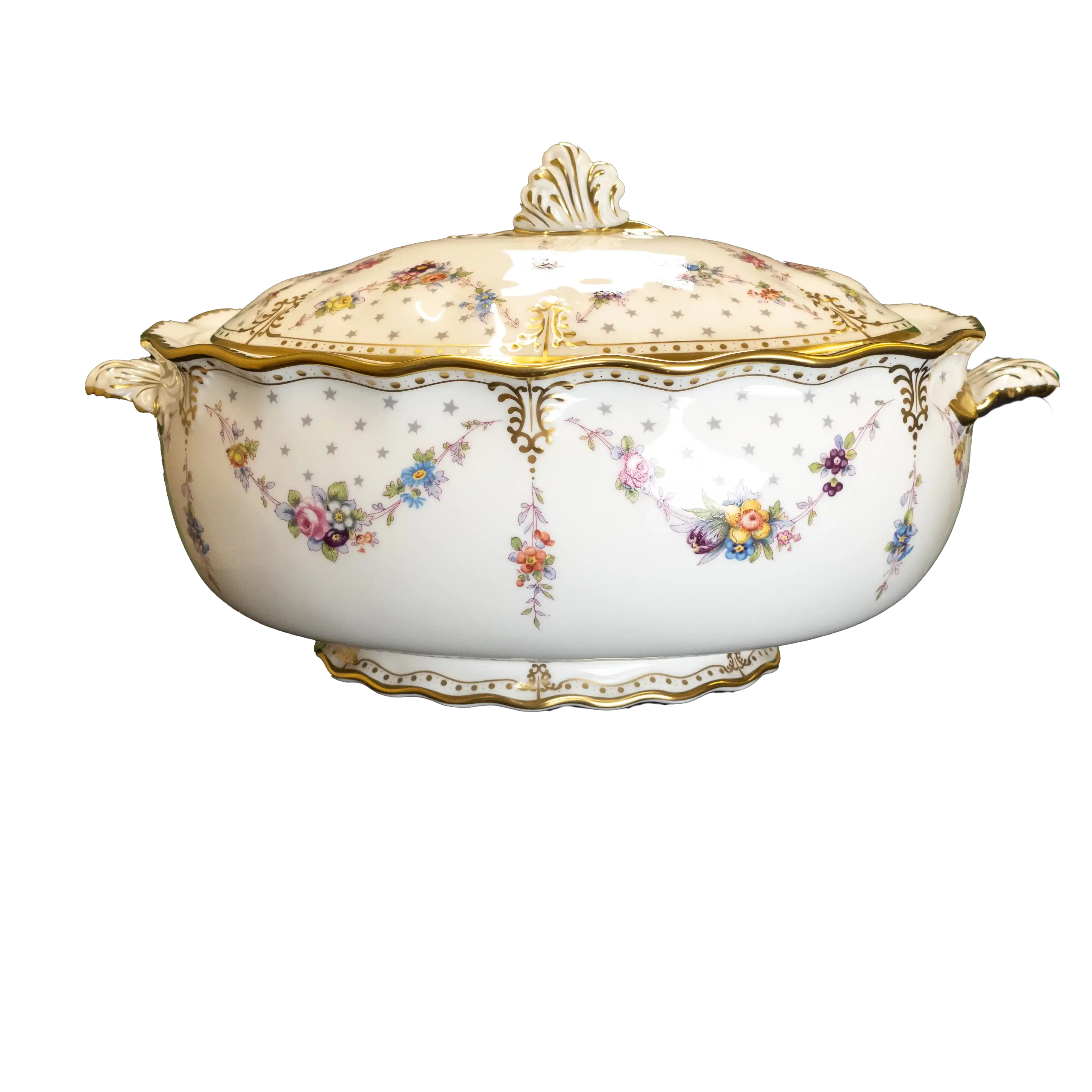Royal Crown Derby Soup Tureen Antoynette Dish Covered with Lid - Charterwells